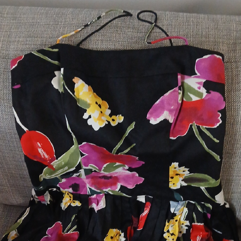 American Living Pink and Yellow Midi Fit and Flare Skirt - Picture 2 of 8